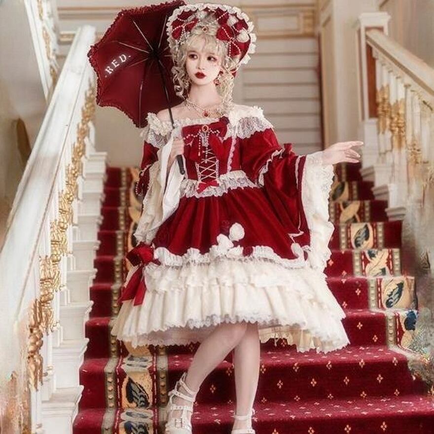 サブカル 服 地雷系 通販 ワンピース ロリータ スイートロリータ クラシカル クラロリ エレガント 豪華 高見え