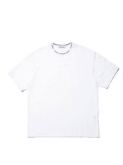 Supima Cotton Jacquard  Neck S/S Tee - White -