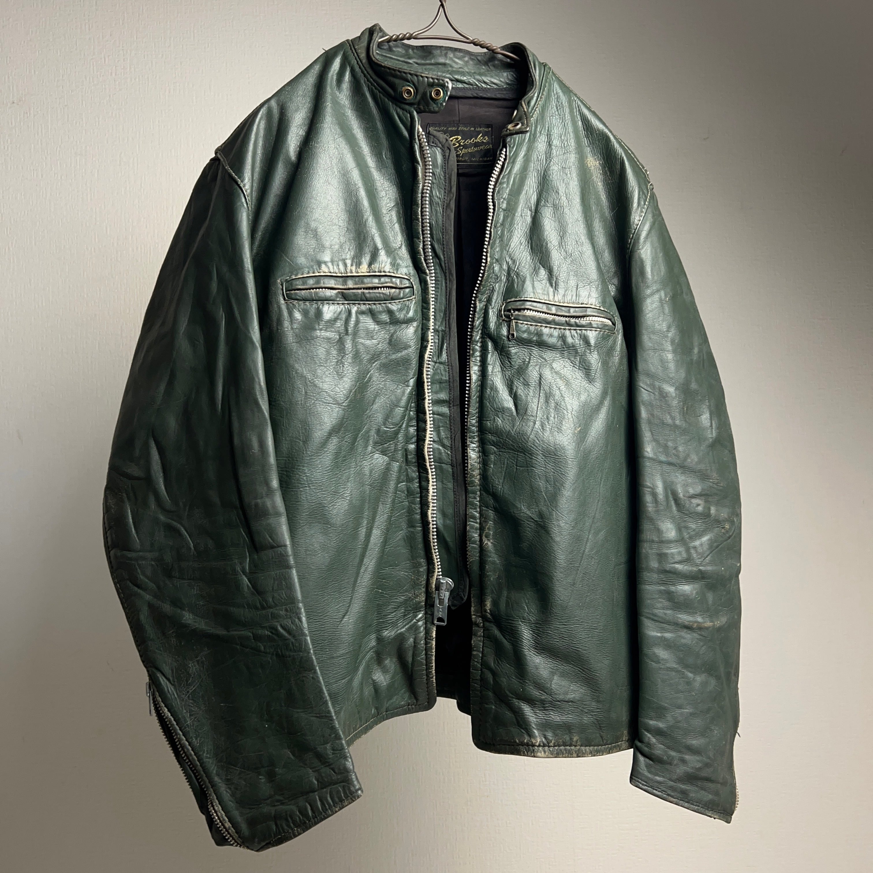 レア希少70s☆Lesco LEATHER レザーシングルライダースジャケットアメカジバイカーレッドウィング