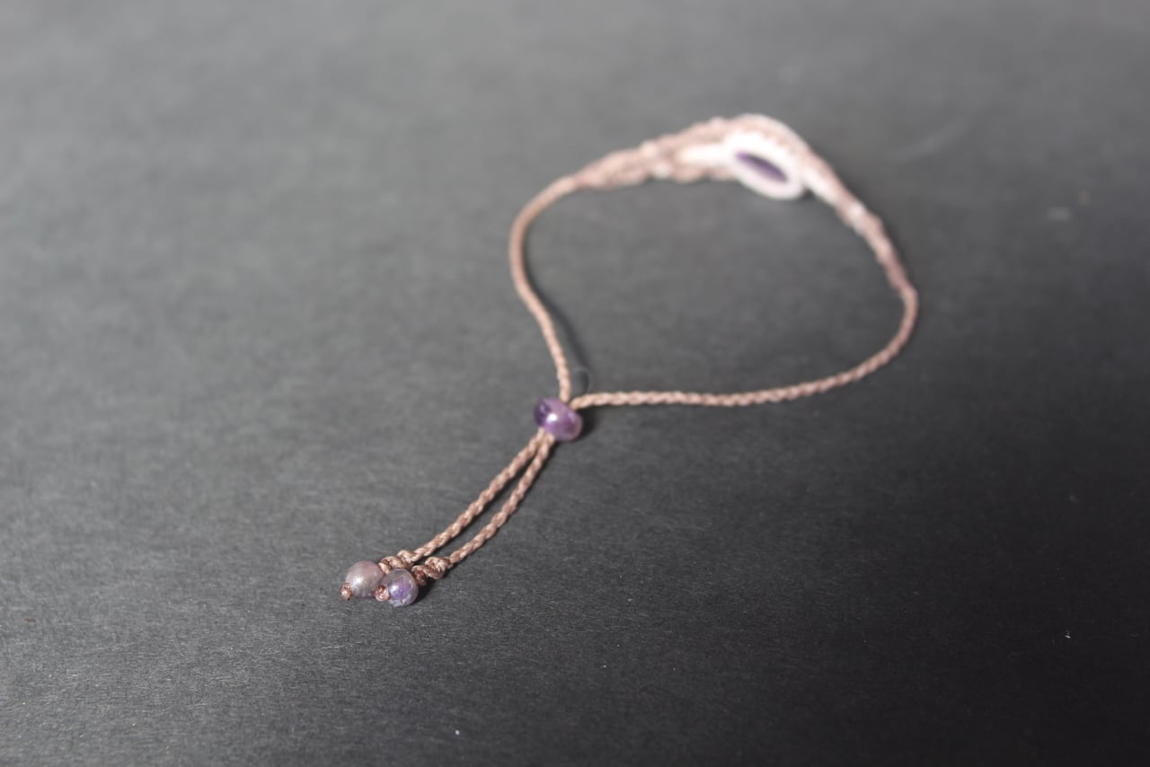Amethyst micro macrame bracelet