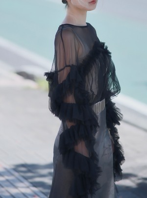 Decorative Tulle Tops / BLACK