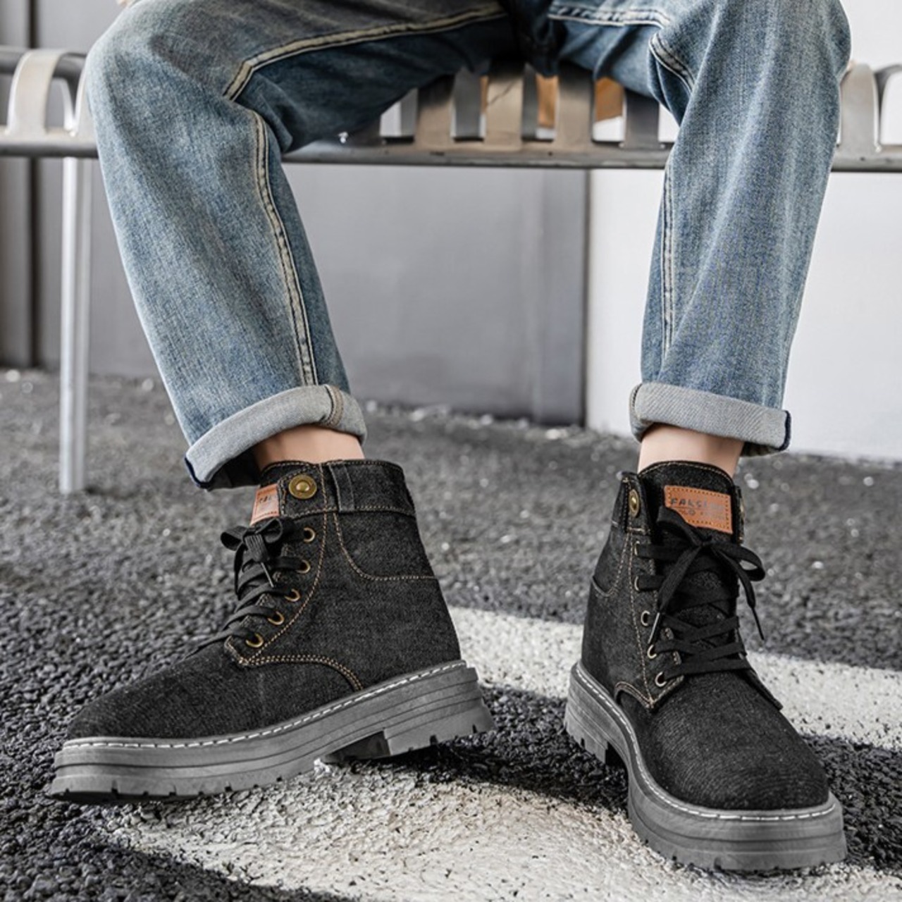 Denim Work Lace-Up Boots / デニム ワーク レースアップ ブーツ