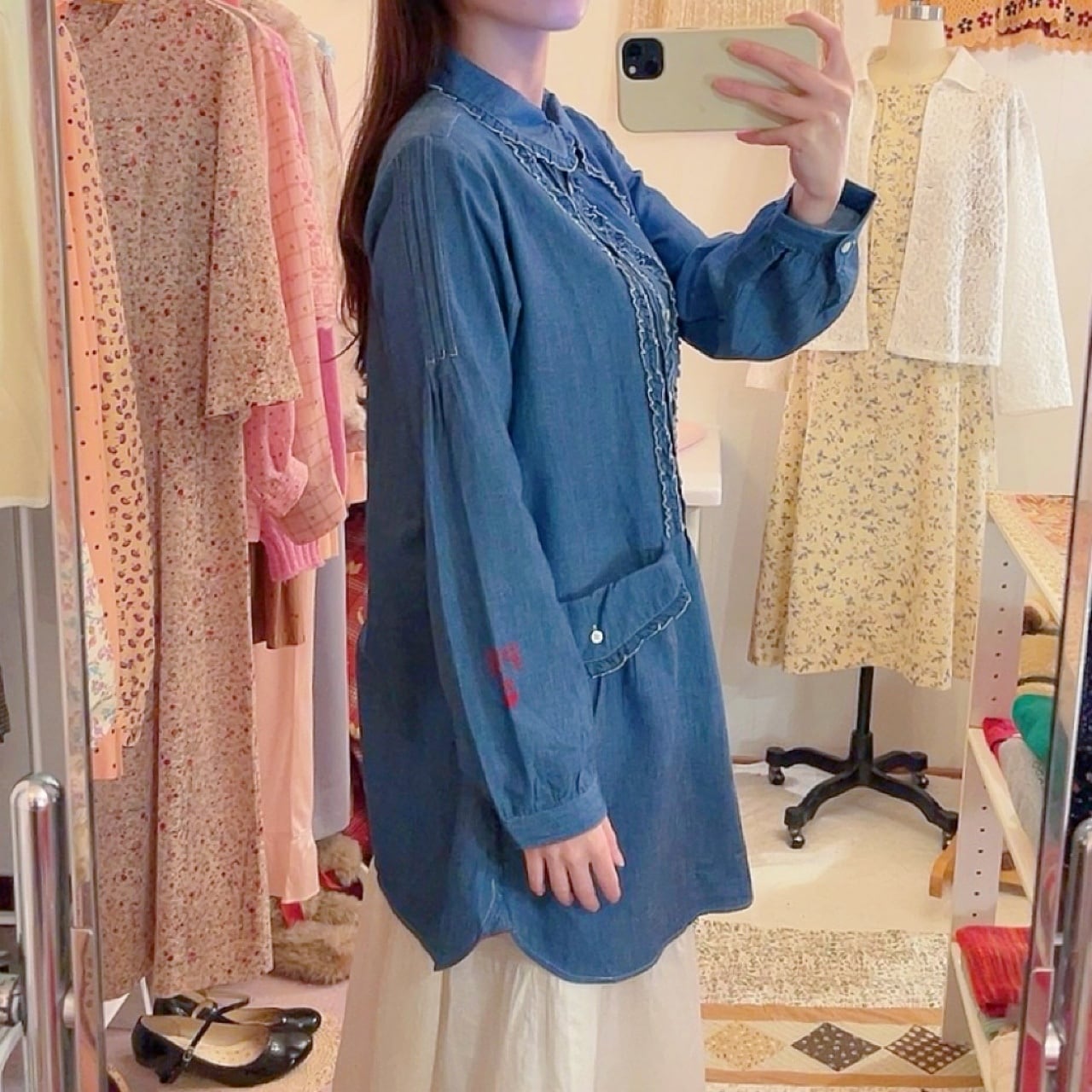 PINKHOUSE / frill pocket denim blouse