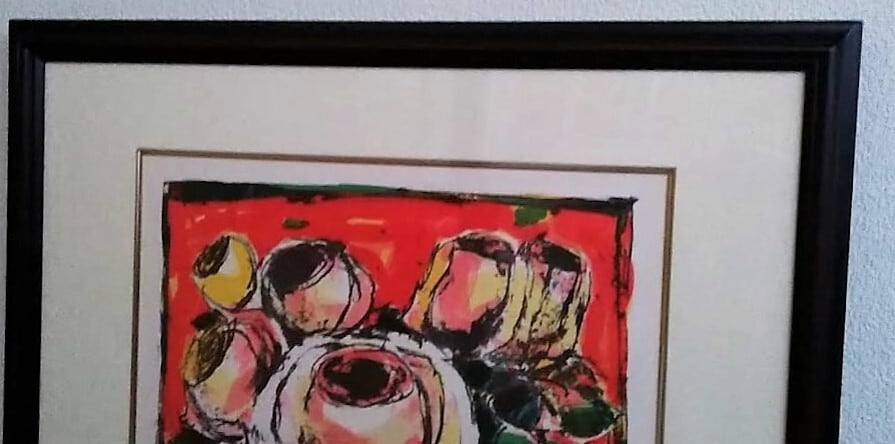 安食慎太郎「ばら」 ジクレー 17/150 額縁外寸61.0x69.0x3.0㎝ 裏