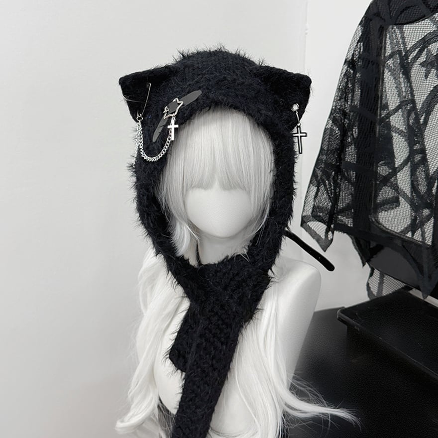 猫耳 パーカー パンク 地雷系 オーバーサイズ 病みかわ グレー 購入