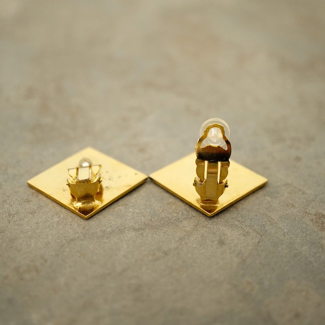 【FRENCH ANTIQUE】BROWN SQUARED EARRINGS
