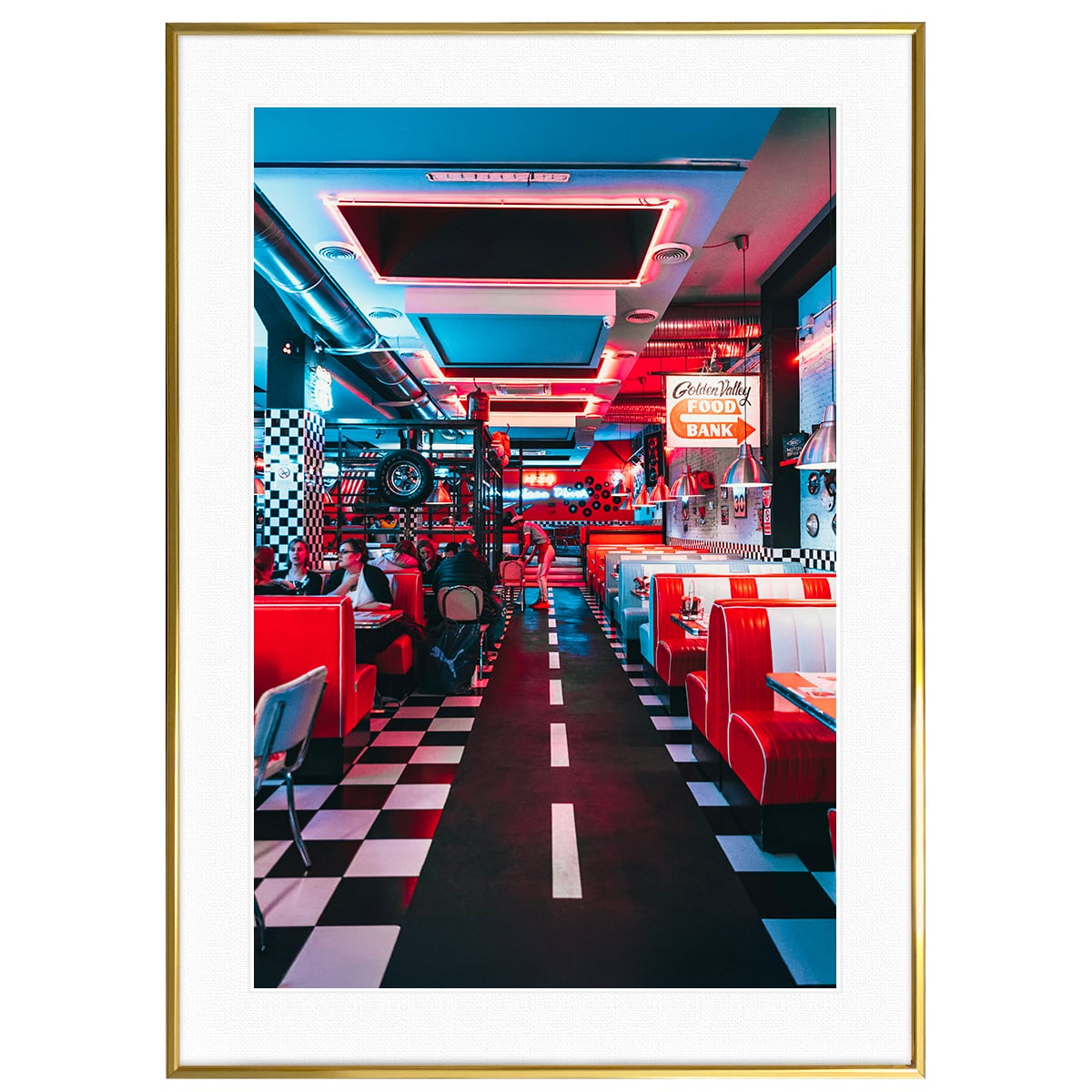 アメリカ写真 ダイナー インテリアアートポスター額装 AS4320