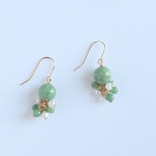 翡翠とパールのコラボが可愛い！！ ピアスorイヤリング A貨翡翠 jd_mm1066