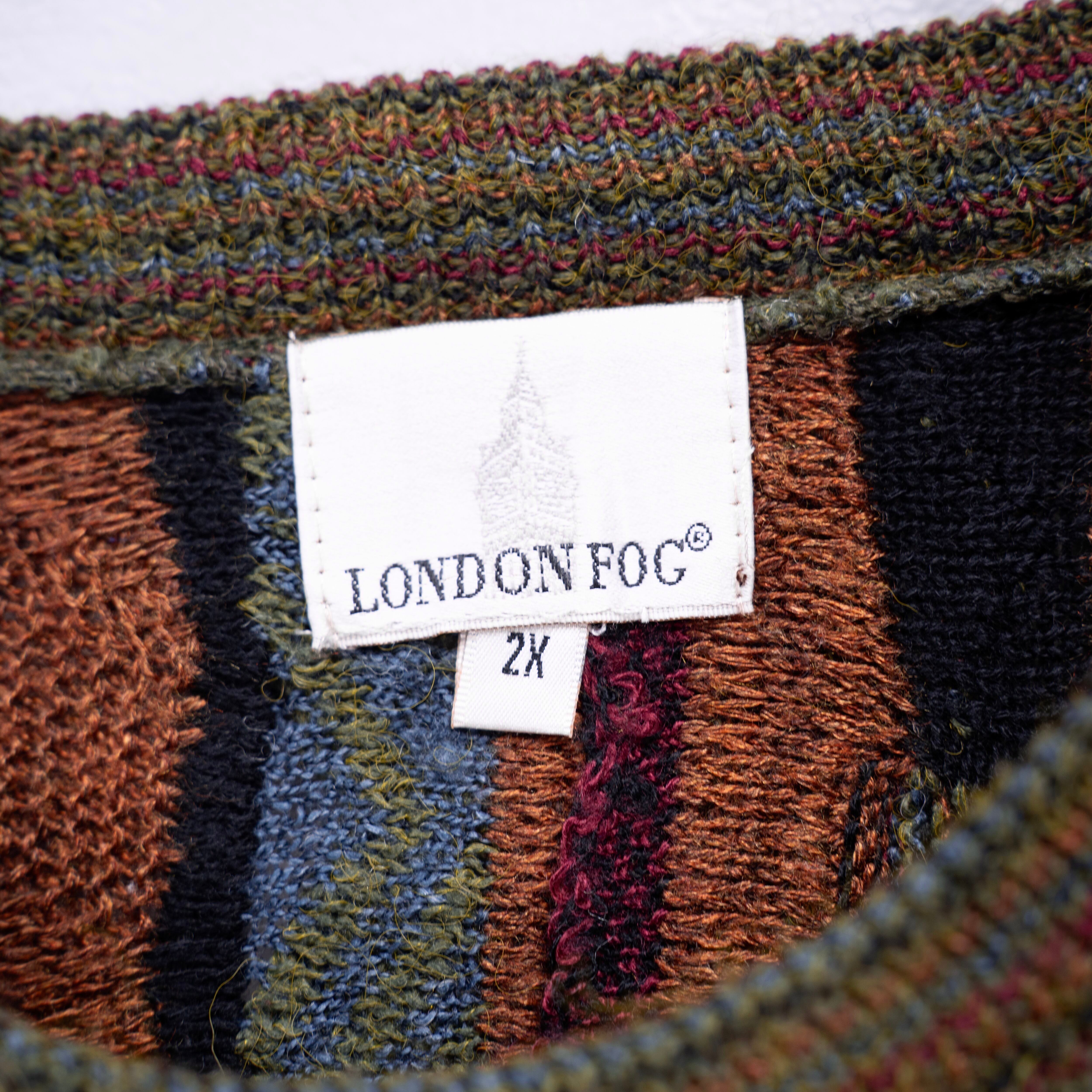 USA VINTAGE LONDON FOG MULTI PATTERNED COTTON 3D KNIT