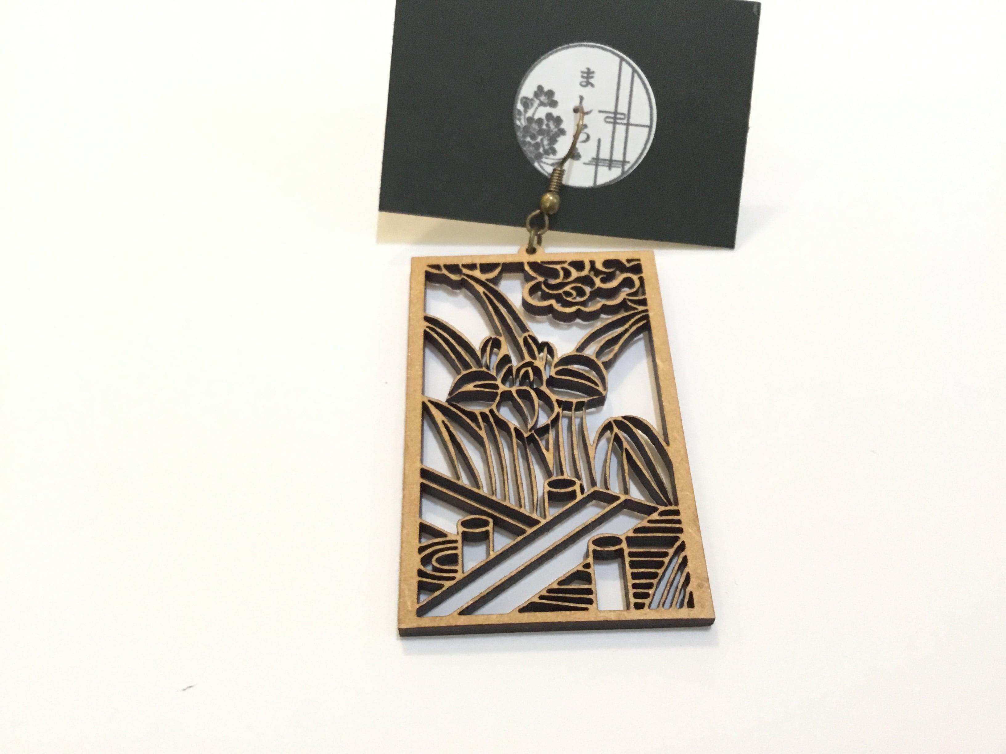 イヤリング変更可能 ましろ 花札イヤリング 杜若に八橋 京都 路地裏3坪雑貨店