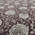 ブロックプリント生地【50cm単位】インド綿  花柄 ブラウン×生成り #81710-BR1