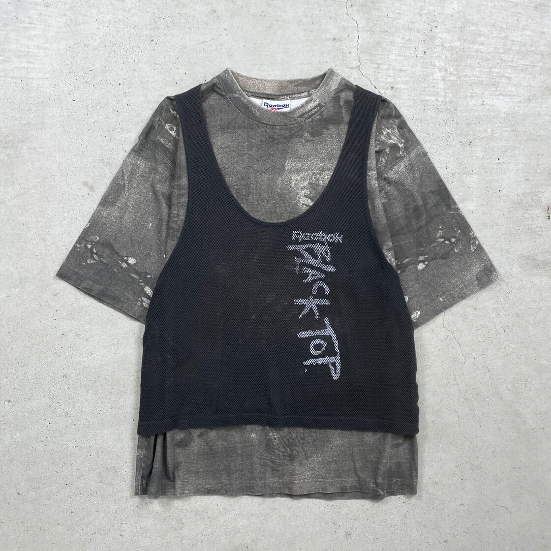 90年代 Reebok リーボック BLACKTOP フェイクレイヤードTシャツ メンズ 
