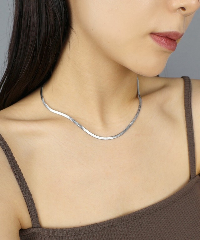 316L wide snake necklace【silver/gold】(N196)