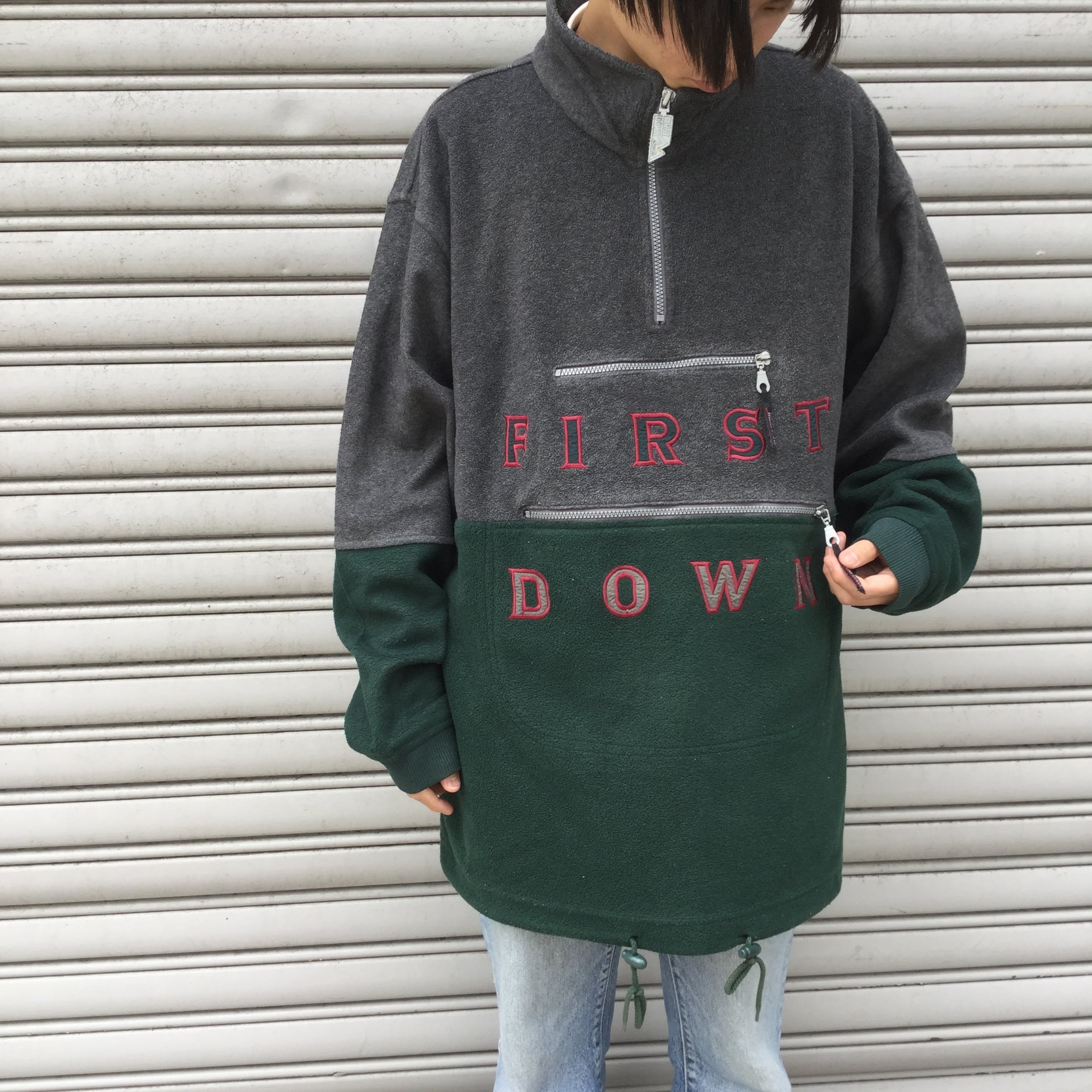 送料無料』90s FIRST DOWN ファーストダウン 切り替えハーフジップ ...