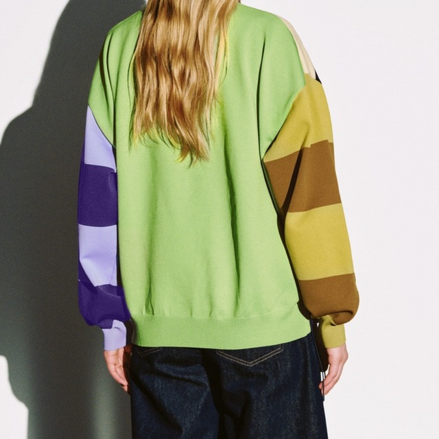 Striped drop shoulder knit A00097