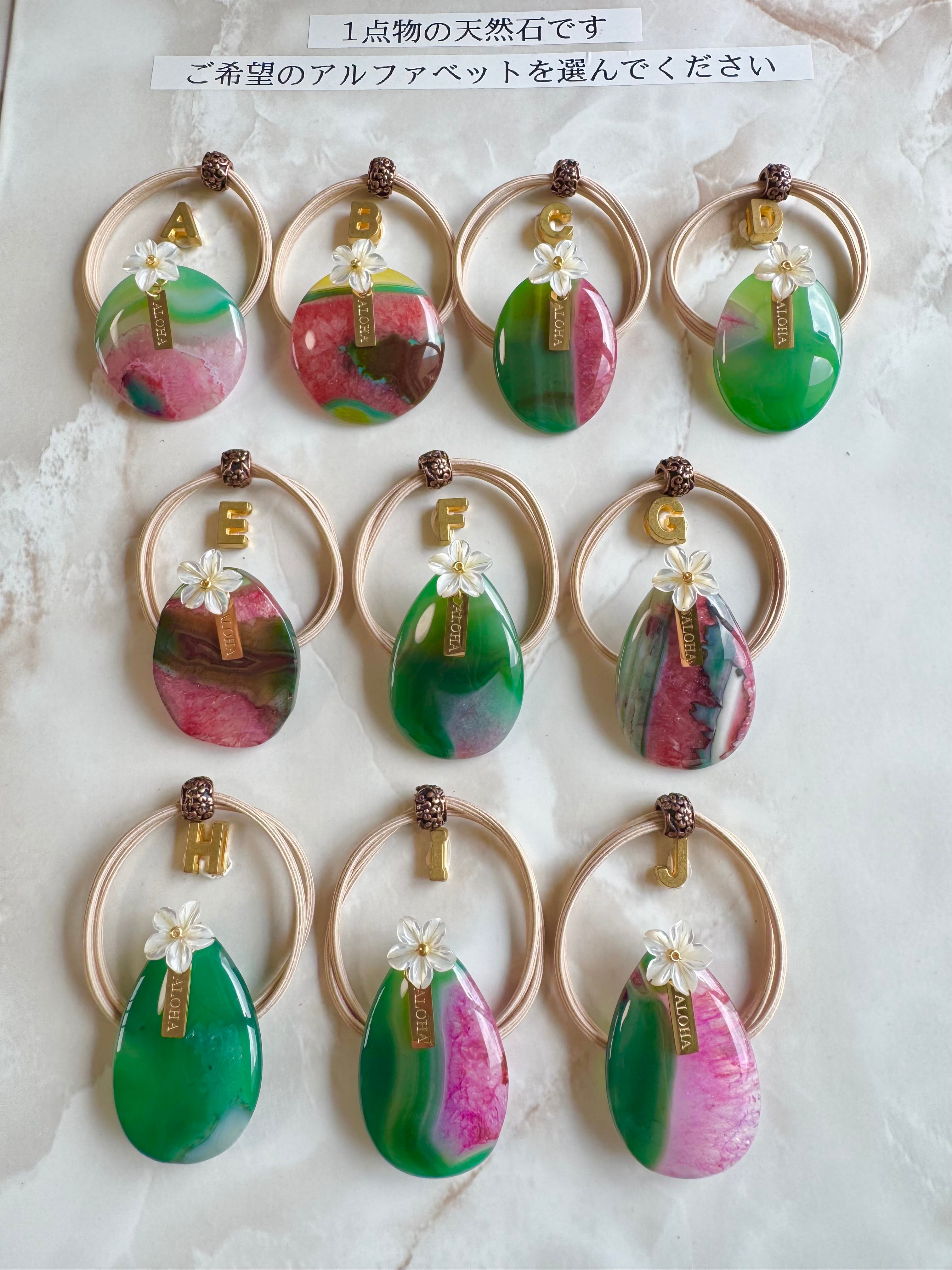 Gradation agate×Plumeria hair accessory(グラデーションアゲート瑪瑙