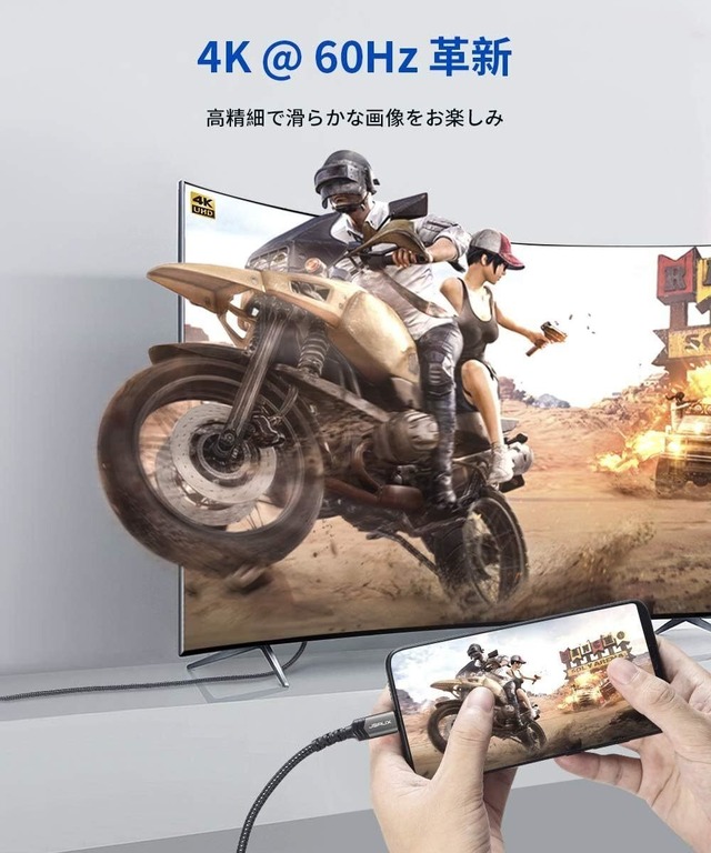 JSAUX USB-C to HDMI ケーブル 3m 4K 60Hz対応 変換 MacBook iPad Surface Samsung