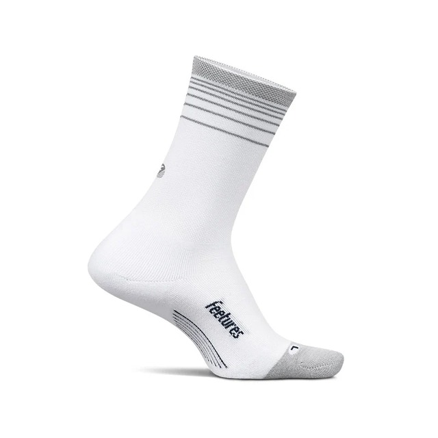 Feetures（フィーチャーズ）ELITE LIGHT CUSHION MINI CREW -White Flash　ランニングソックス メンズ・レディース