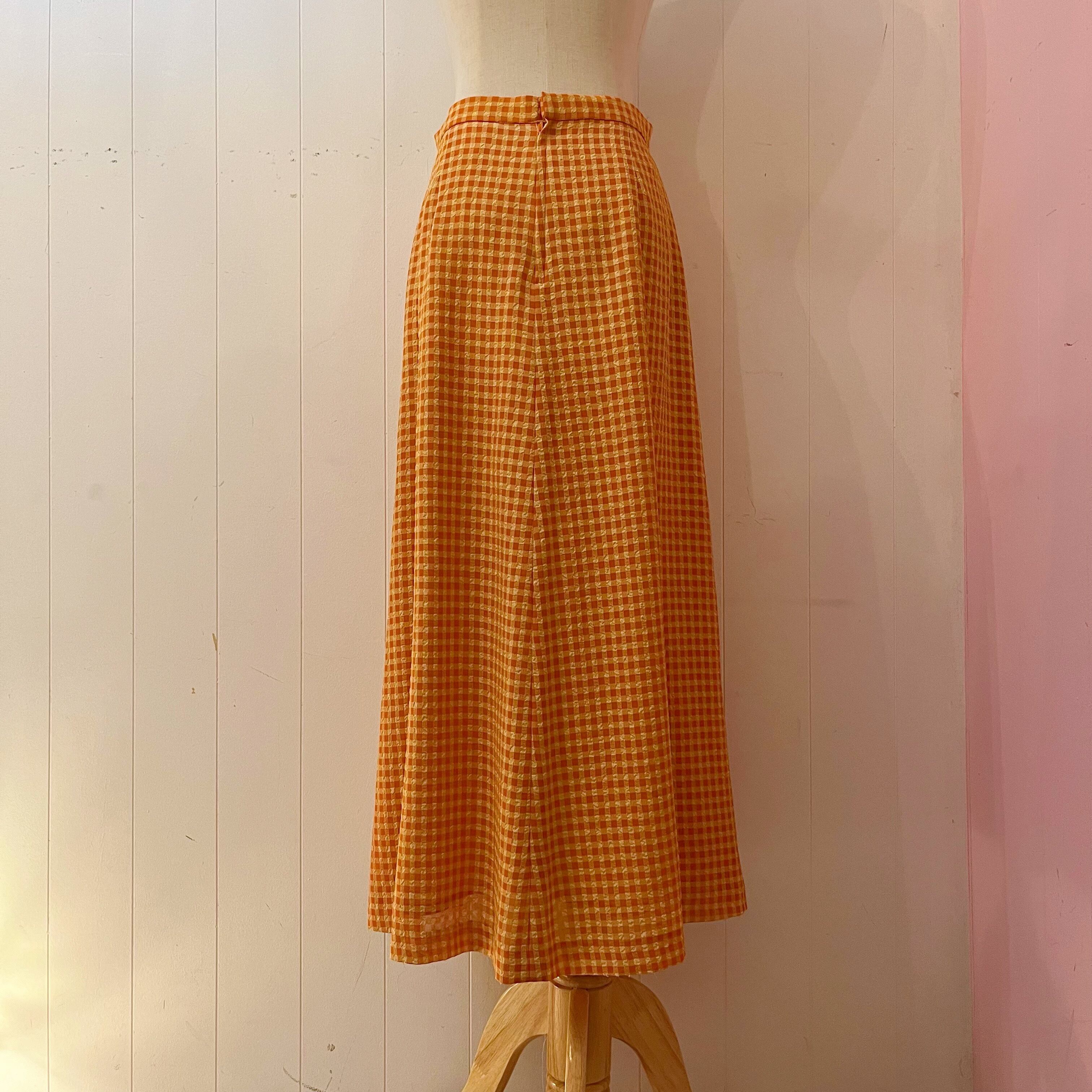 orange yellow gingham check skirt