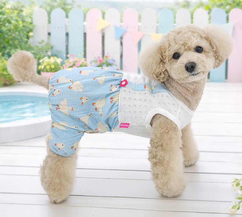 picnic all in one /  犬の服 春夏 新作 オールインワン 涼しい ロンパース ペット洋服 可愛い ドッグウェア 犬服 シンプル 伸縮性 お出かけ 袖なし 韓国 ワンコ服