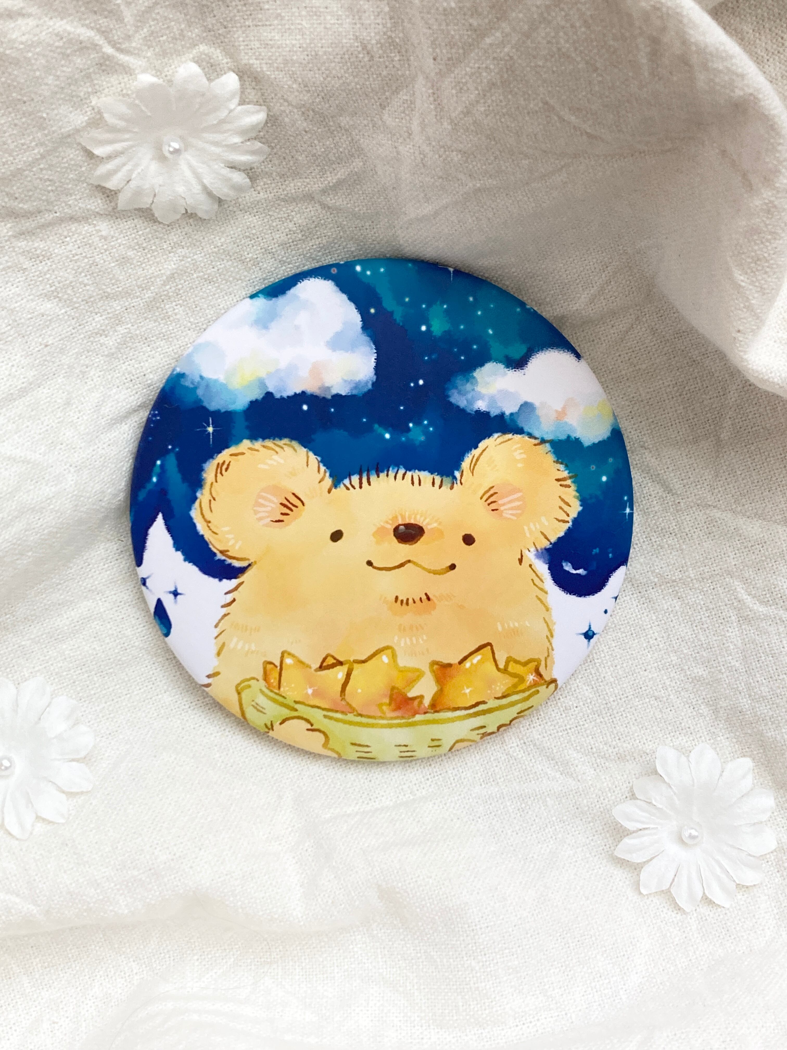 イラストコンパクトミラー◎星集めるクマ