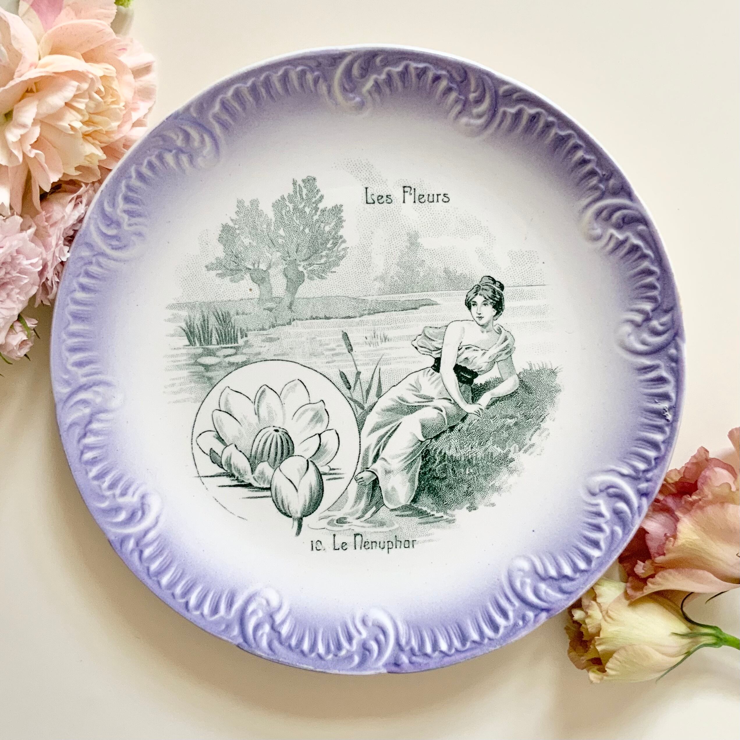 vintage plate ❀ ギンガムチェック oval プレート(b)
