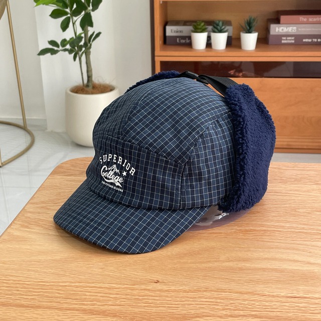 チェックパターンロゴボアフラップキャップ 4col   R02929