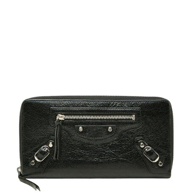 バレンシアガ クラシック コンチネンタル ラウンドファスナー 長財布 253036 ブラック レザー レディース BALENCIAGA 【中古】