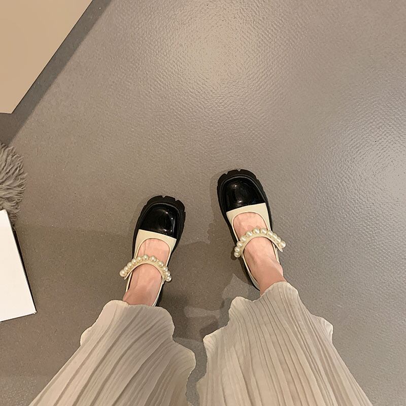 サマースタイルパールレッドスタンダード 靴 シューズ レトロ 夏物 真珠 フェイクシューズ23691029756