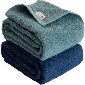 【数量限り】トランパラン RUN TOWEL 今治タオル認定付きコンパクトバスタオル 2枚セット約44×110cm(ネイビー・ブルーグリーン) 吸水 柔らかい バスタオル 小さめ