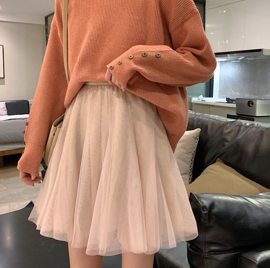 アプリコットチュールミニスカート Honeyant