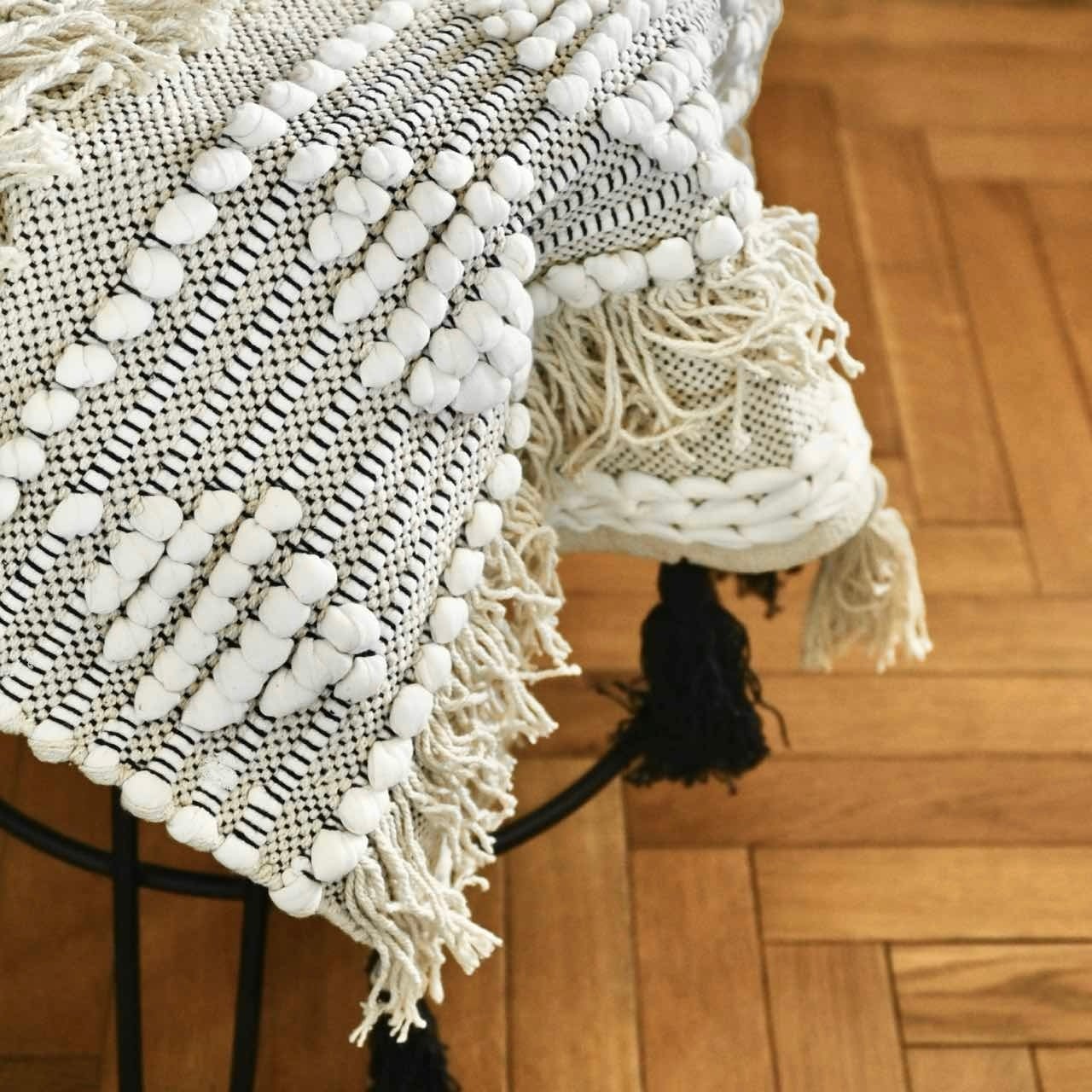 フリンジラグ｜織りマット 綿 モロッコ調 フロアマット 玄関