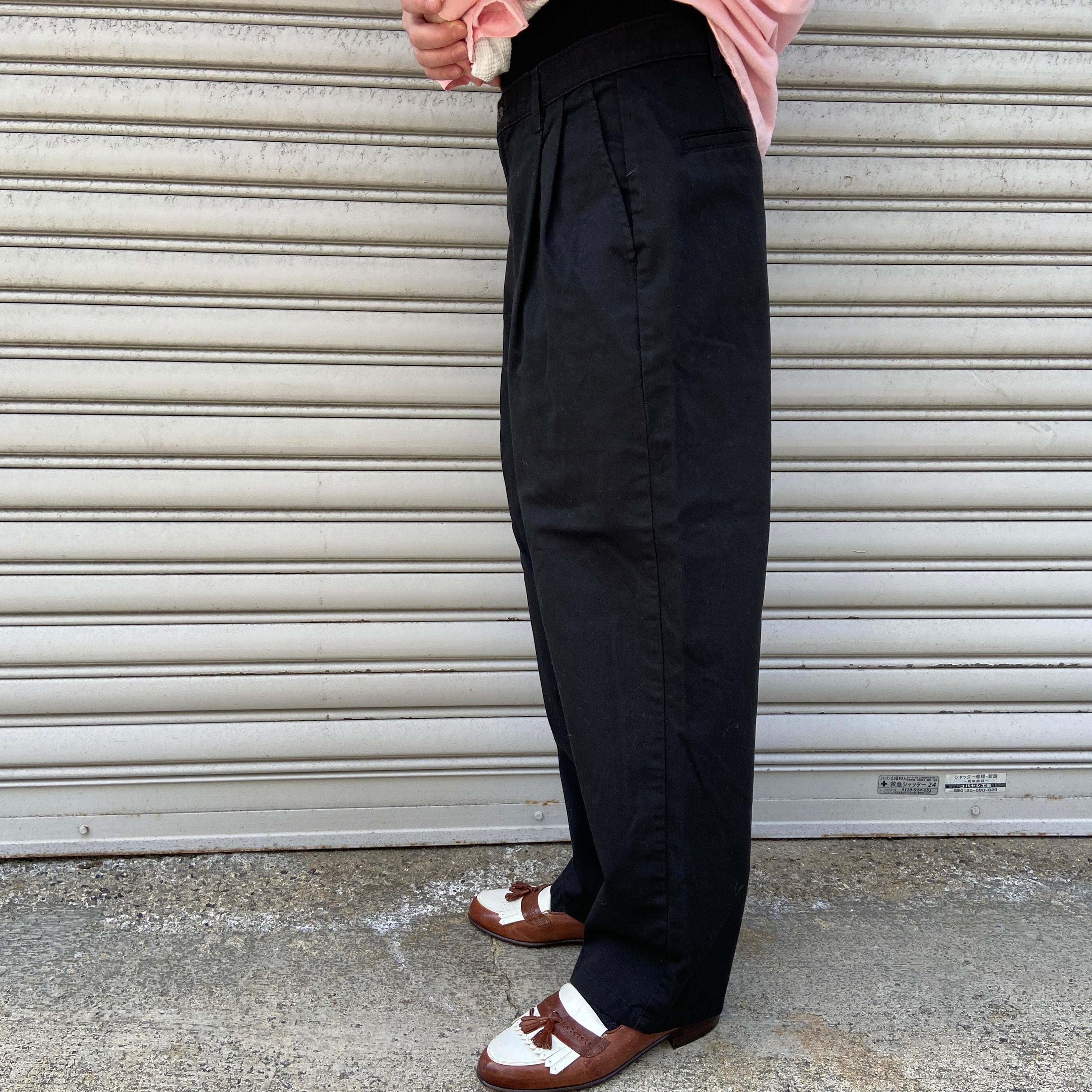 90s DOCKERS khakis 2タックチノパンツ ブラック W32L27 | 古着 90s DOCKERS khakis 2タックチノパンツ ブラック W32L27 | 古着