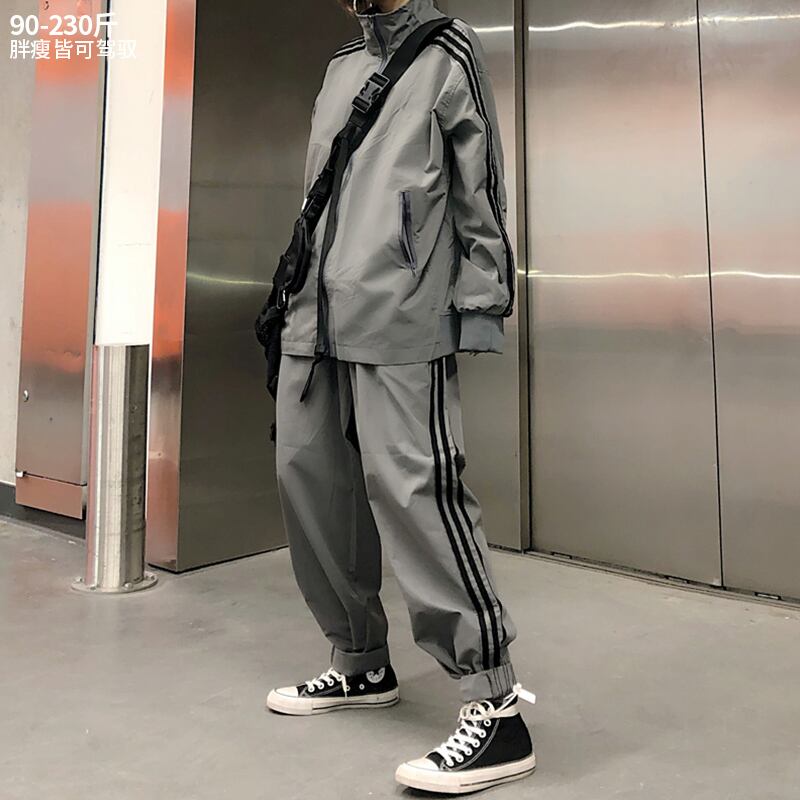 ストライプジャケット カジュアルルーズスプリングスタイル 大きめサイズ 春物 ヒップホッププラスサイズ97855617543
