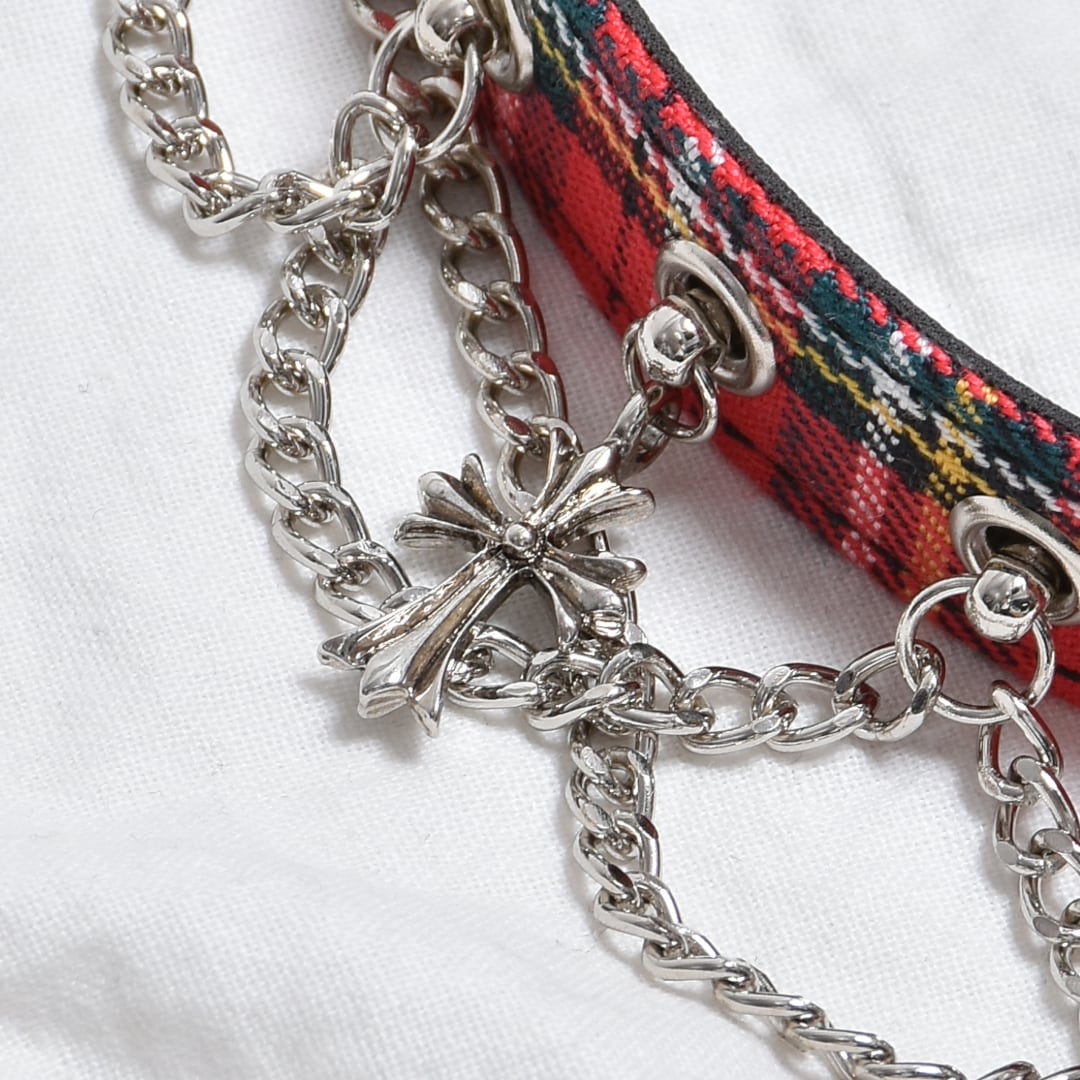 12/23新着】赤チェック☆4クロスチェーンチョーカー | VOLCAN&APHRODITE