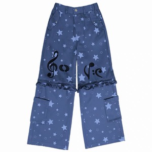 [Hashtag DDD] Gray Blue Note Star Two-Way Pants