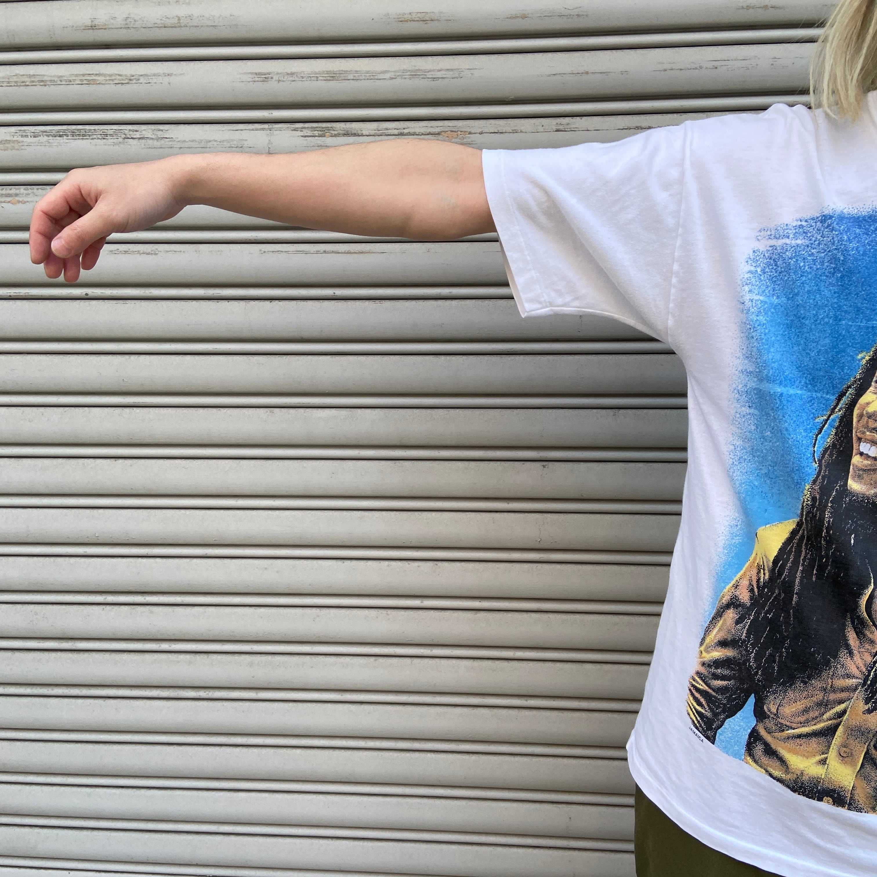 90s ボブマーリー 両面プリントTシャツ 肖像画Tシャツ ホワイト M相当