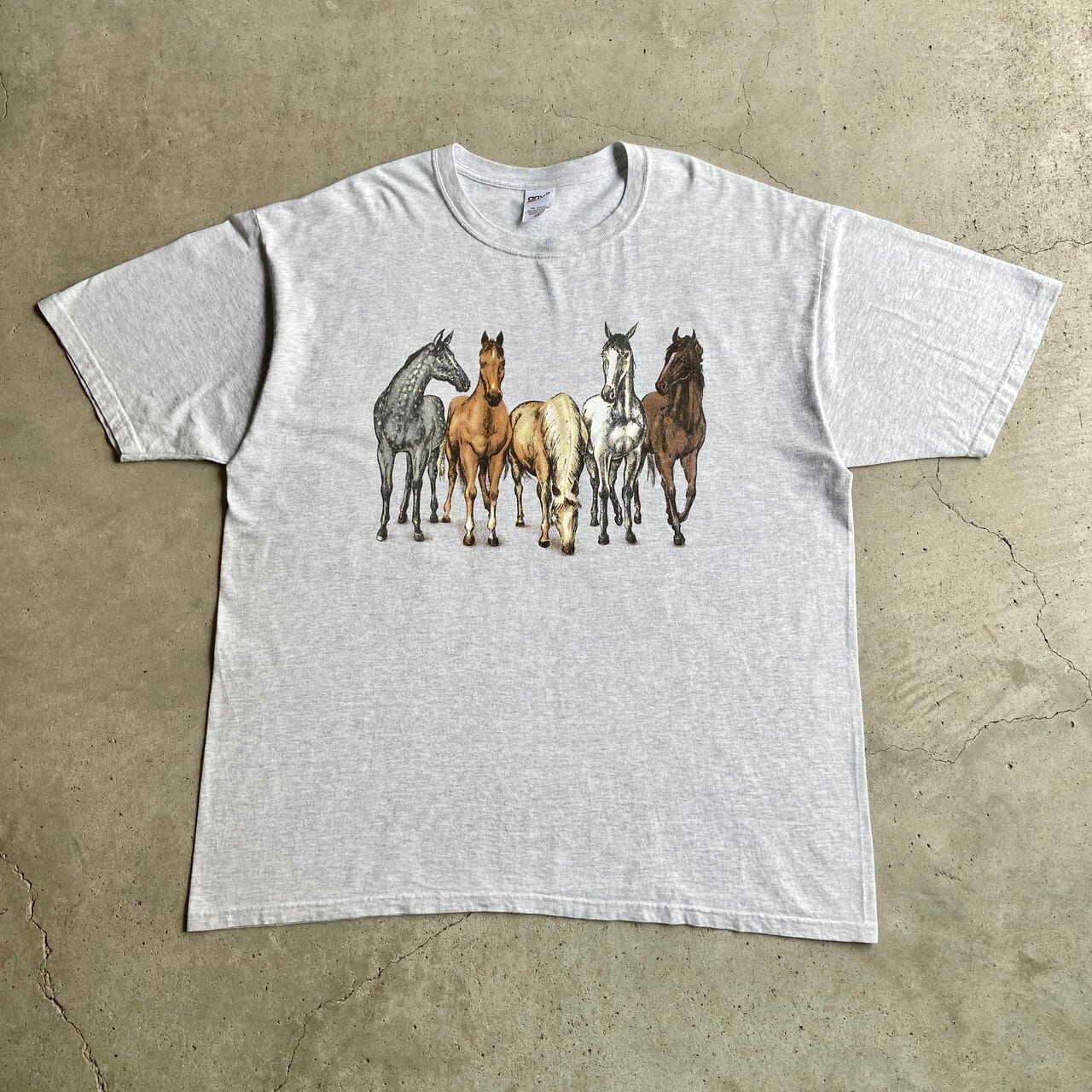 ビッグサイズ 00年代 馬 アニマル アート プリント Tシャツ メンズ2XL 