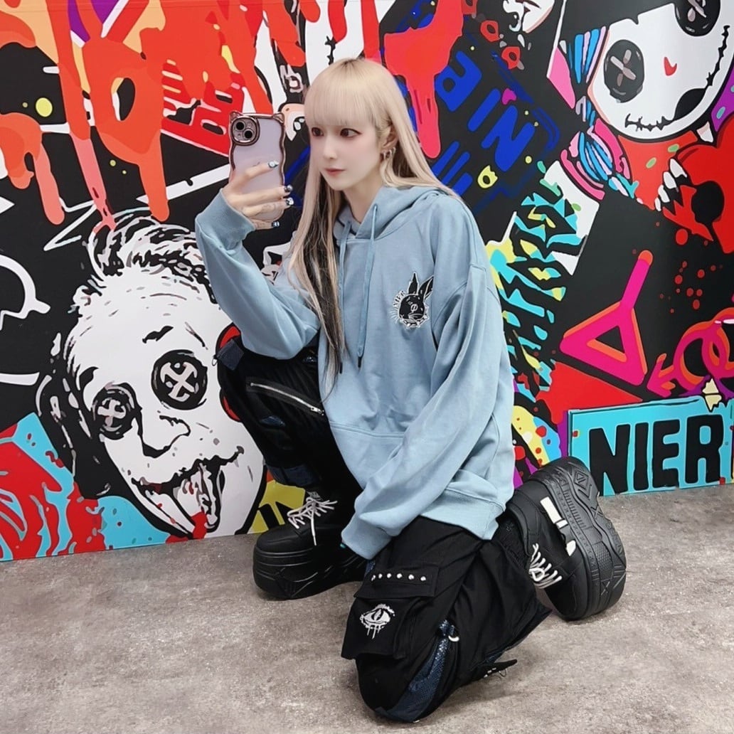 刺繍入りRABBIT HOODIE -LIGHT BLUE‐ | NIER CLOTHING