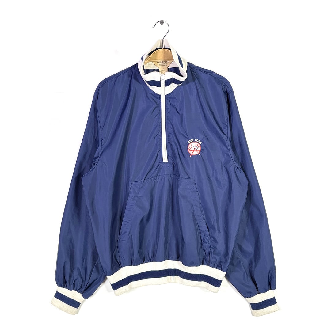 80s ニューヨークヤンキース ヴィンテージ ナイロンジャケット アノラック プルオーバー LOGO7 MLB NEW YORK YANKEES サイズM 古着 DZ0763