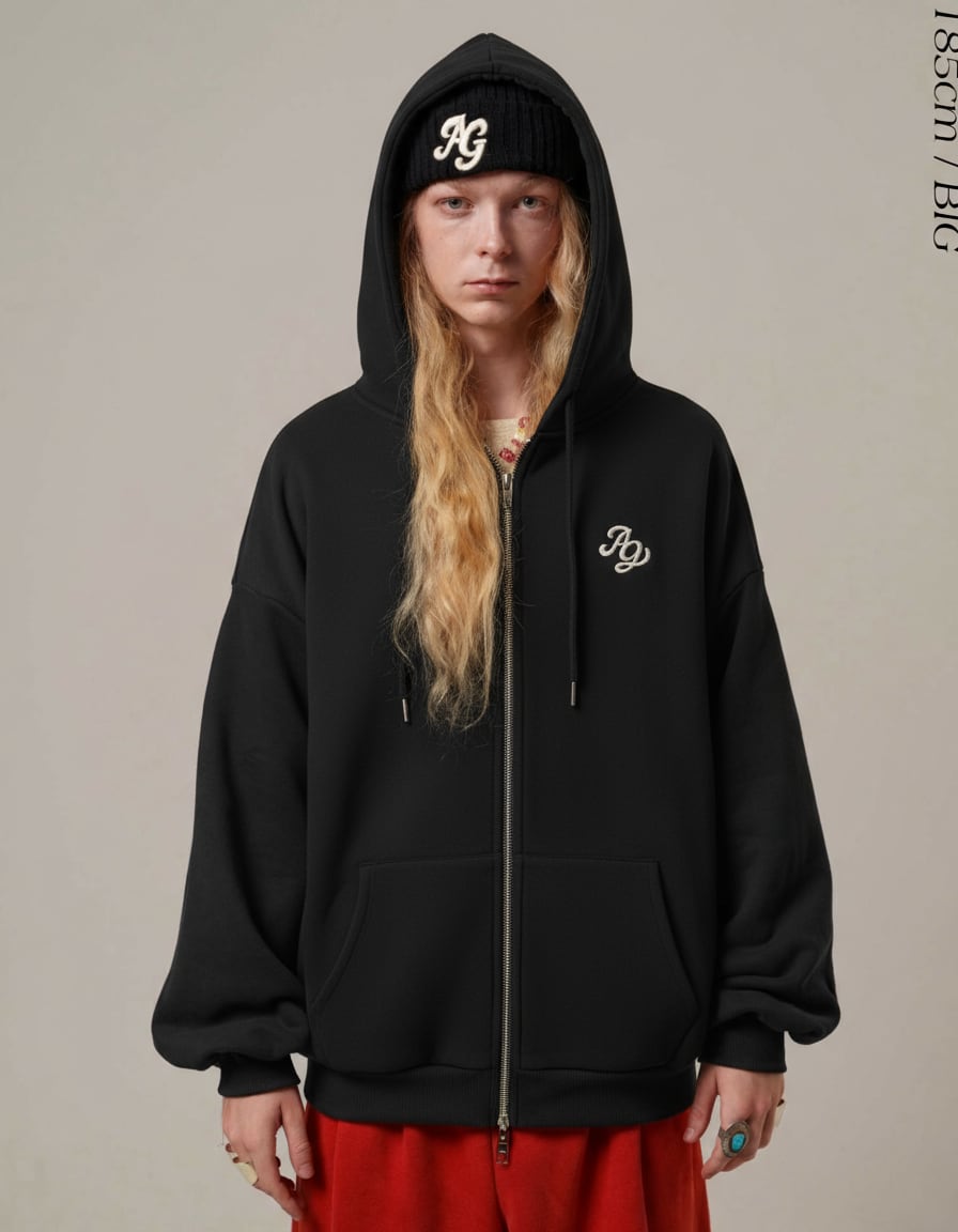 AG Hoodie Zip Up/Black
