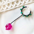 sugar candy cuff【SV+黒糸】magenta × 翠メノウ