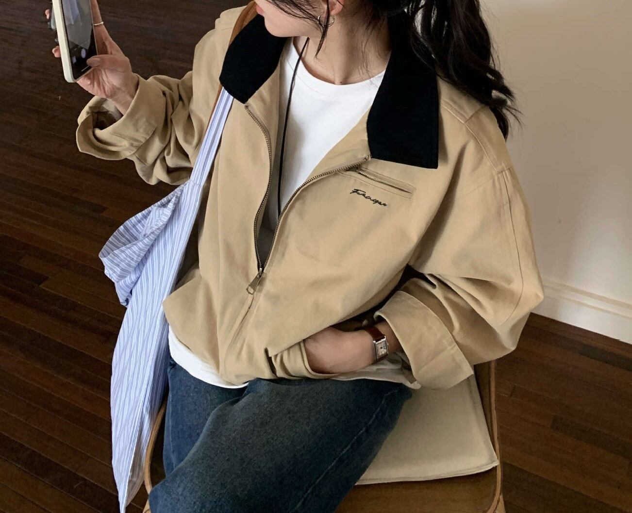 バイカラー ジップアップ ジャケット レディース トップス ジャケット