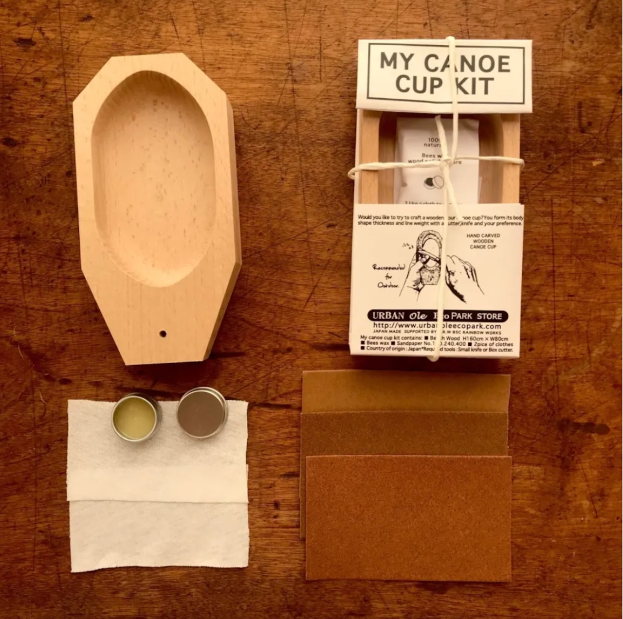 カヌー型カップの手作りキット MY CANOE CUP WHITTLING KIT