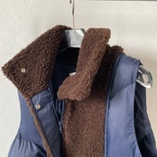 【受注予約：10月末入荷予定】teddy mix Puffer Vest/brown×navy