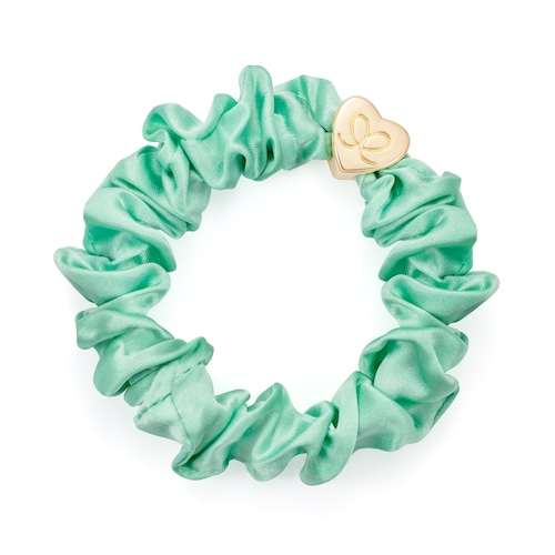 Gold Heart Silk Scrunchie Mint_S-1-058