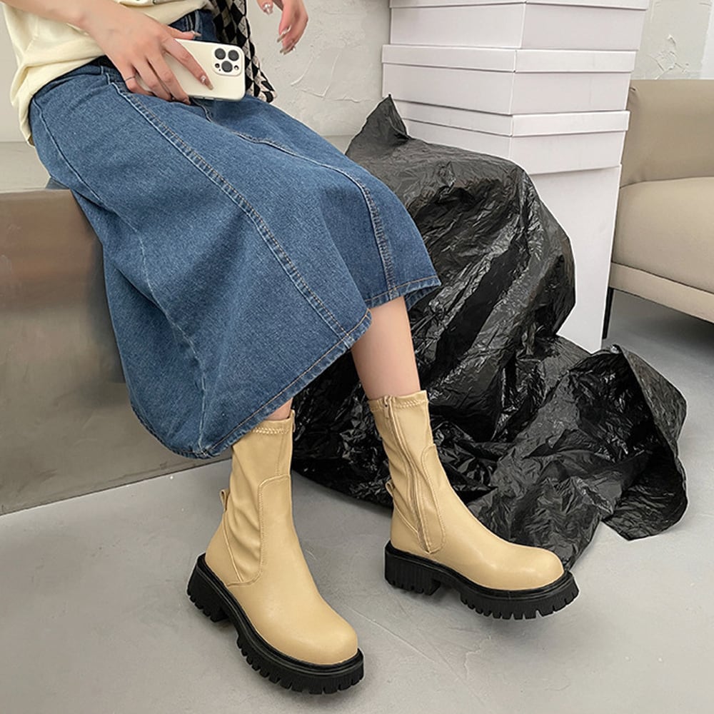 zara ブーツ　レスアップ　ファスナー　37cm