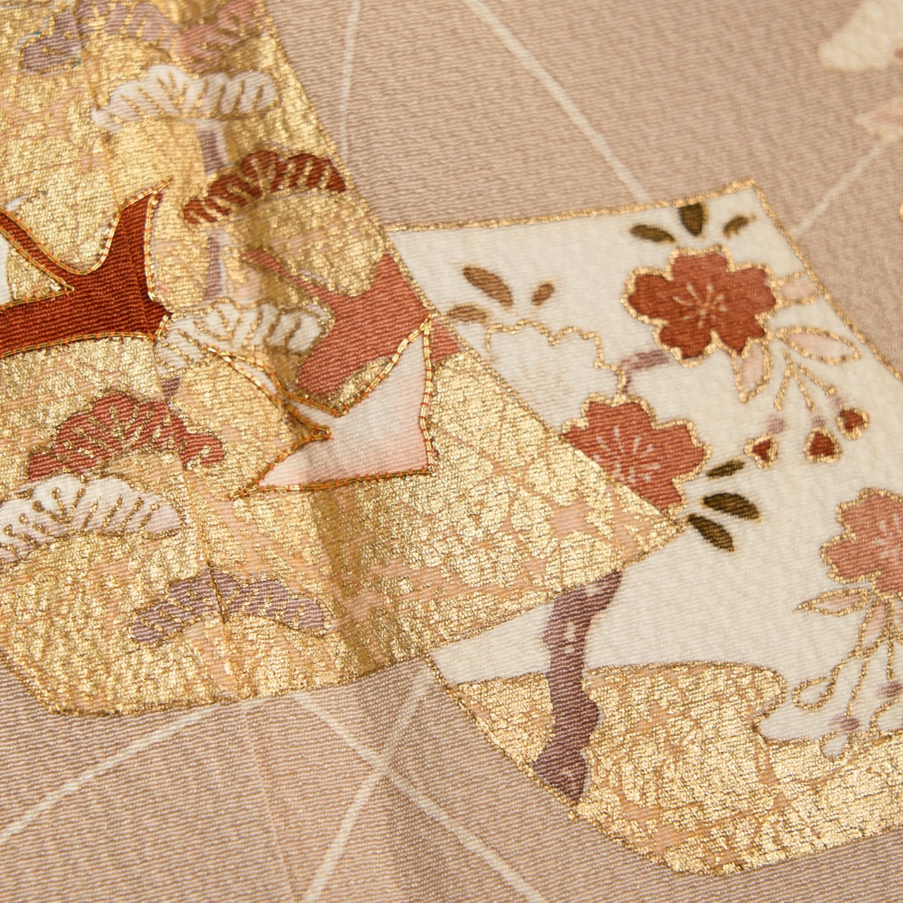 草花に色紙散しの模様 手描友禅附下 袷着物【未着用品】 | かわの屋