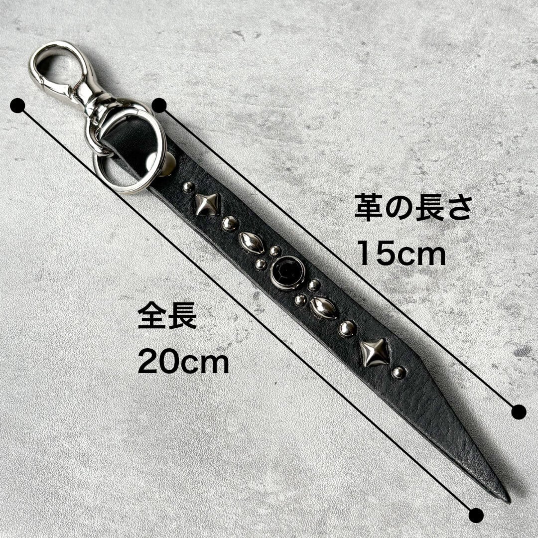 栃木レザー スタッズキーホルダー キーリング 日本製 Made in Japan