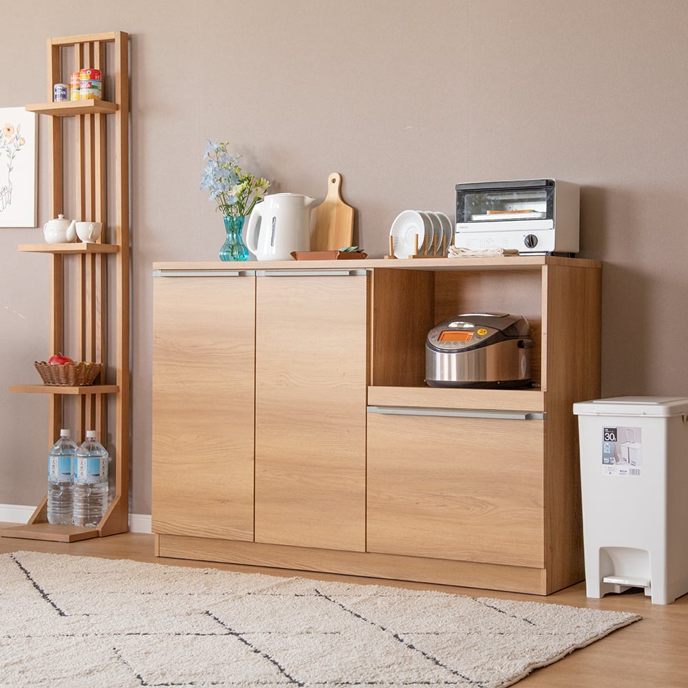 キッチンカウンター 完成品 食器棚 モダン 幅120cm セラミック調